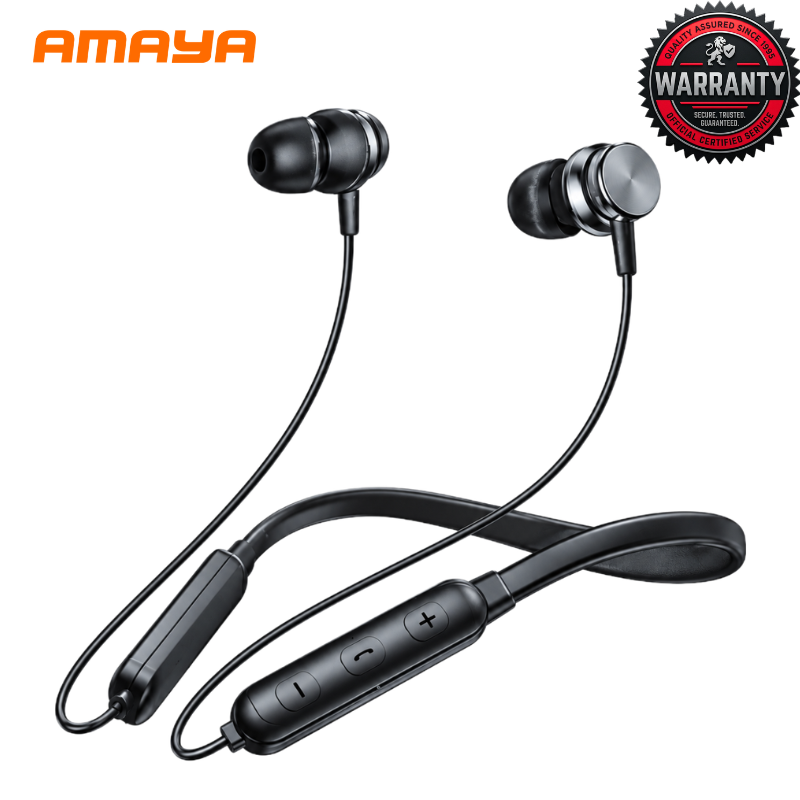 AMAYA AM-04 Neckband Wireless Bluetooth Earphones, Magnetic In-Ear Headphones with Volume Control, Hands-Free Calling, Stereo Sound, Sweatproof Design, Built-In Mic for Music, Workouts and Daily Use