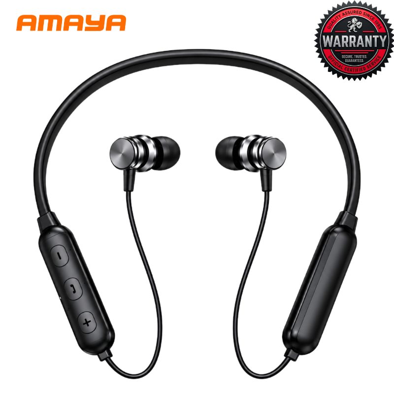 AMAYA AM-04 Neckband Wireless Bluetooth Earphones, Magnetic In-Ear Headphones with Volume Control, Hands-Free Calling, Stereo Sound, Sweatproof Design, Built-In Mic for Music, Workouts and Daily Use