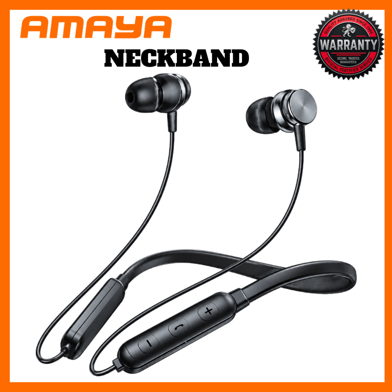 AMAYA AM-04 Neckband Wireless Bluetooth Earphones, Magnetic In-Ear Headphones with Volume Control, Hands-Free Calling, Stereo Sound, Sweatproof Design, Built-In Mic for Music, Workouts and Daily Use