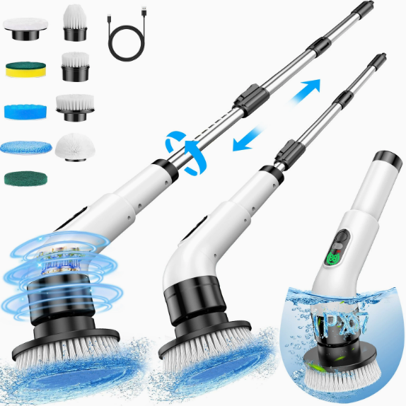 Powerful Rechargeable 9 in1 Electric Spin Scrubber Brush – Powered Cleaning Tool