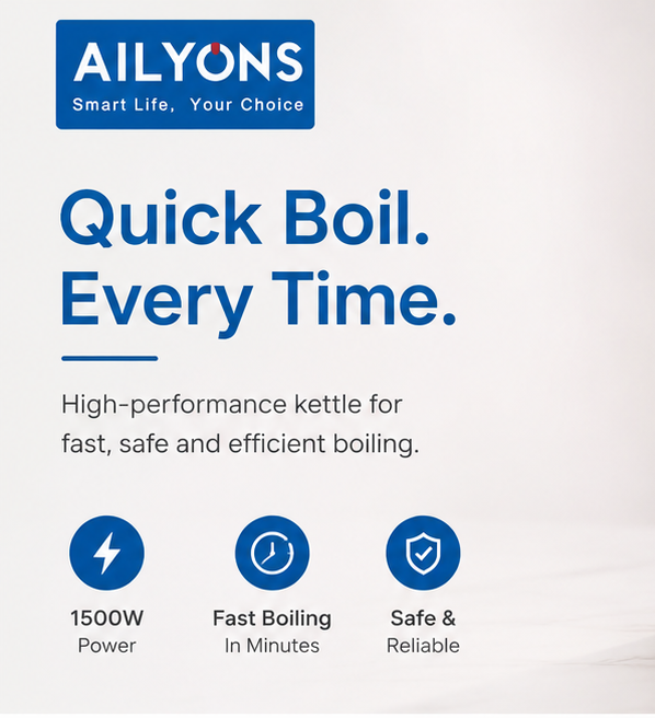 AILYONS1.8L Electric Kettle Water Heater & Boiler Jug Rapid Heating Stainless Steel Kettle 2 litres stainless steel ailyons kettle Durable stainless steel body.
