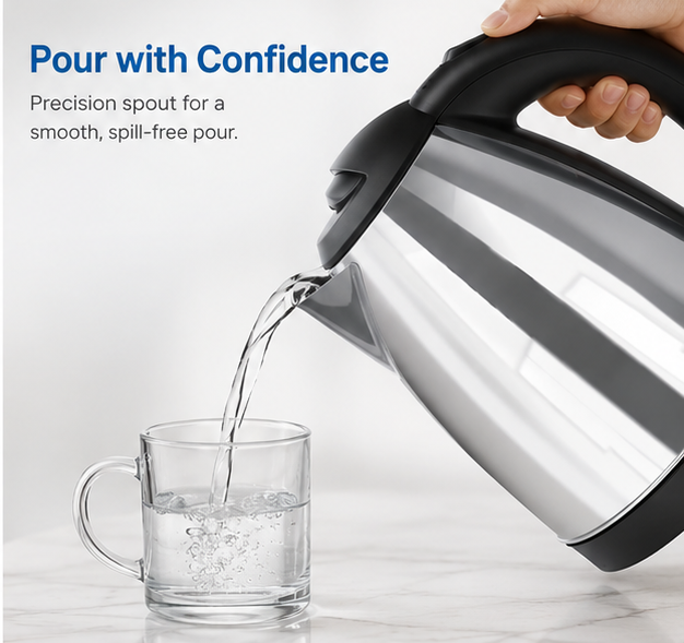 AILYONS1.8L Electric Kettle Water Heater & Boiler Jug Rapid Heating Stainless Steel Kettle 2 litres stainless steel ailyons kettle Durable stainless steel body.