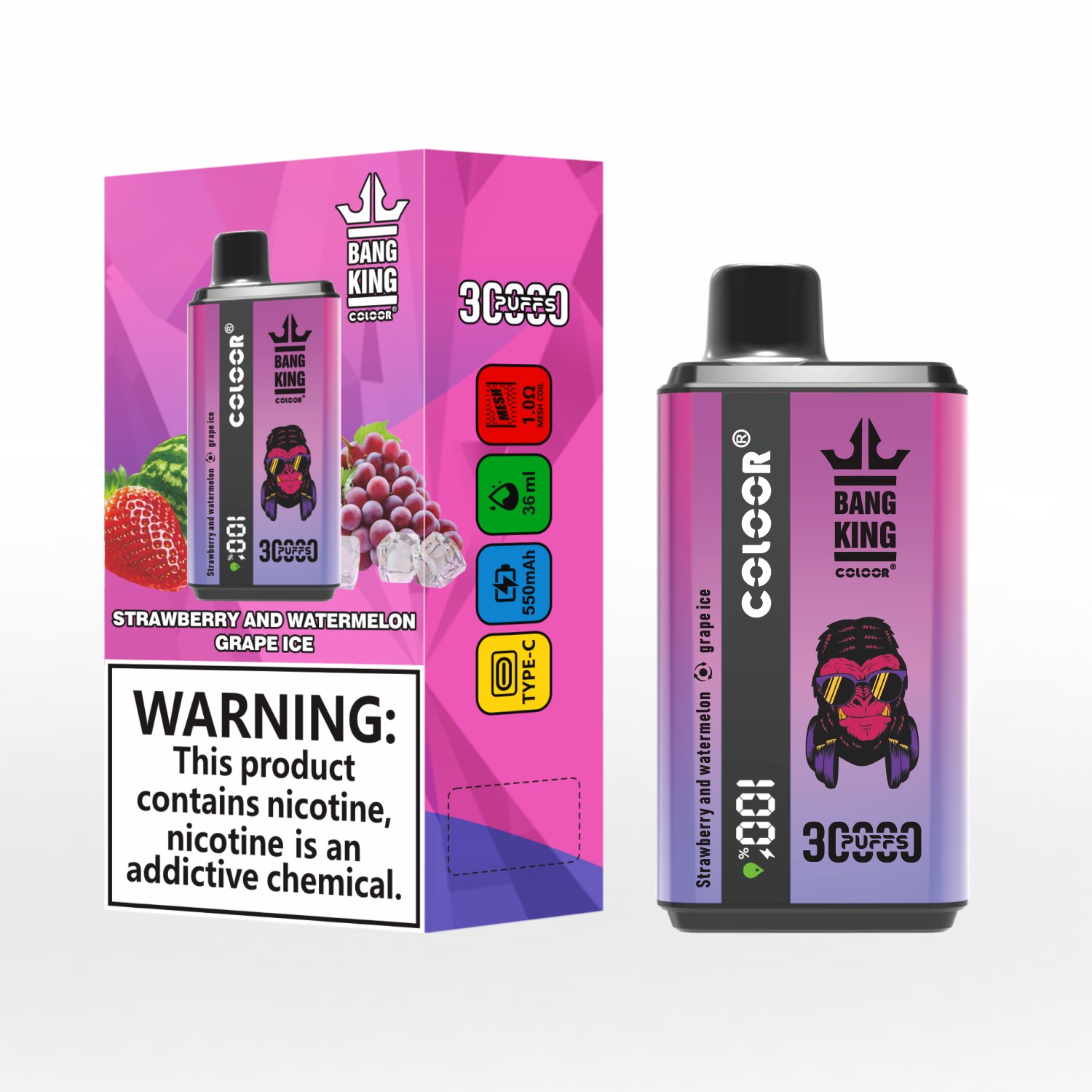 Bang King 30K 30000 Puffs Dual Flavour Disposable Vape - Rechargeable, Airflow Control, 36ml, 5% Nicotine