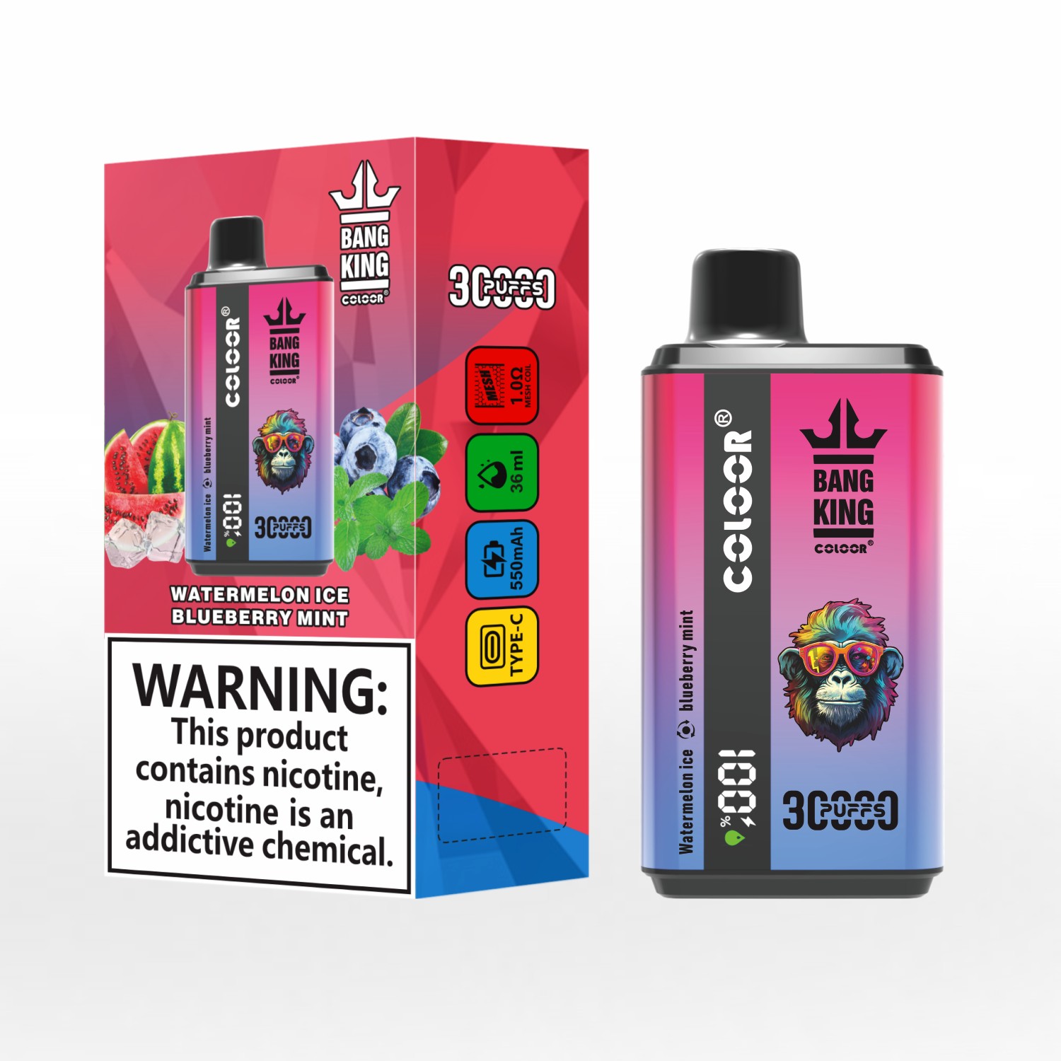 Bang King 30K 30000 Puffs Dual Flavour Disposable Vape - Rechargeable, Airflow Control, 36ml, 5% Nicotine