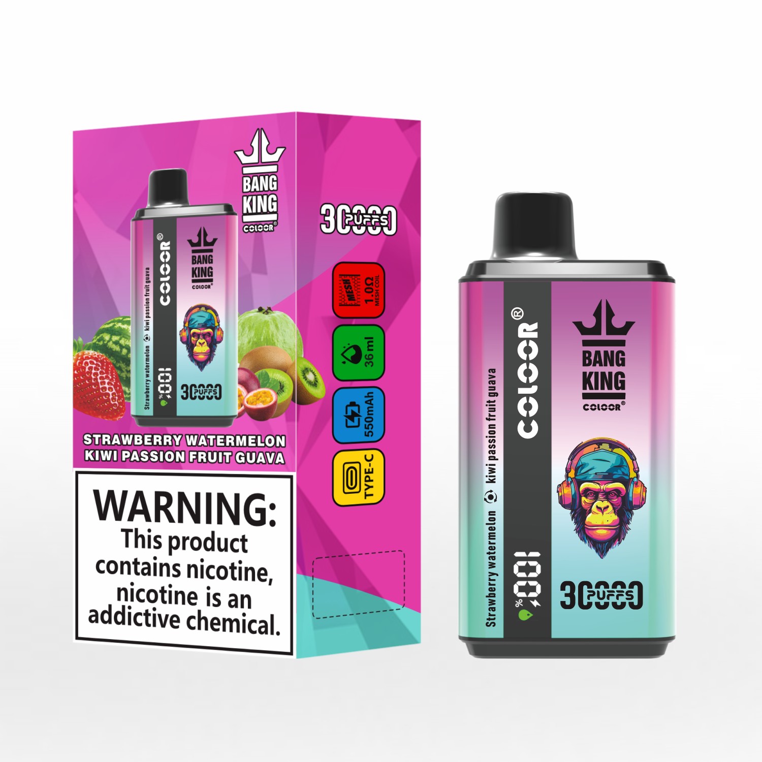 Bang King 30K 30000 Puffs Dual Flavour Disposable Vape - Rechargeable, Airflow Control, 36ml, 5% Nicotine