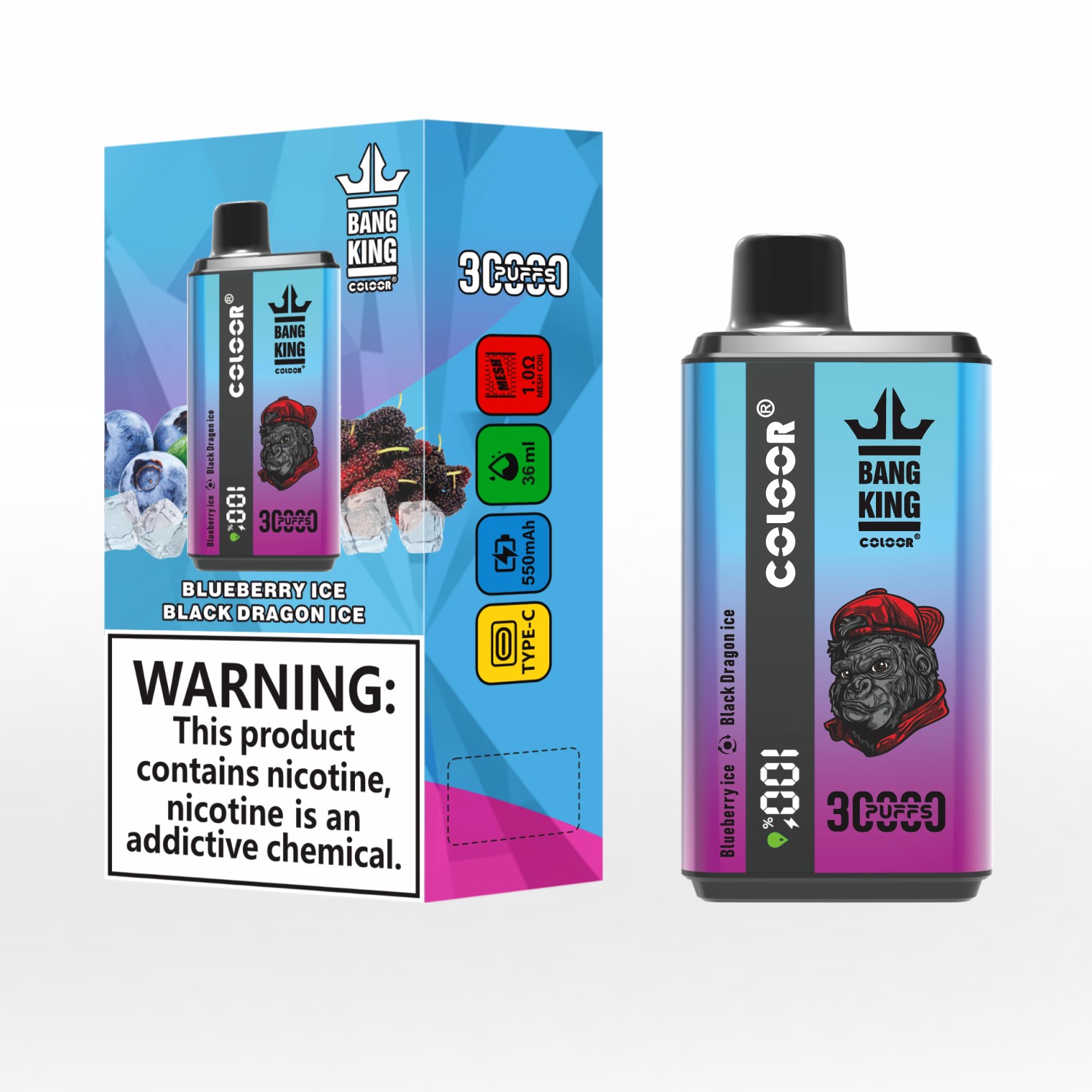Bang King 30K 30000 Puffs Dual Flavour Disposable Vape - Rechargeable, Airflow Control, 36ml, 5% Nicotine