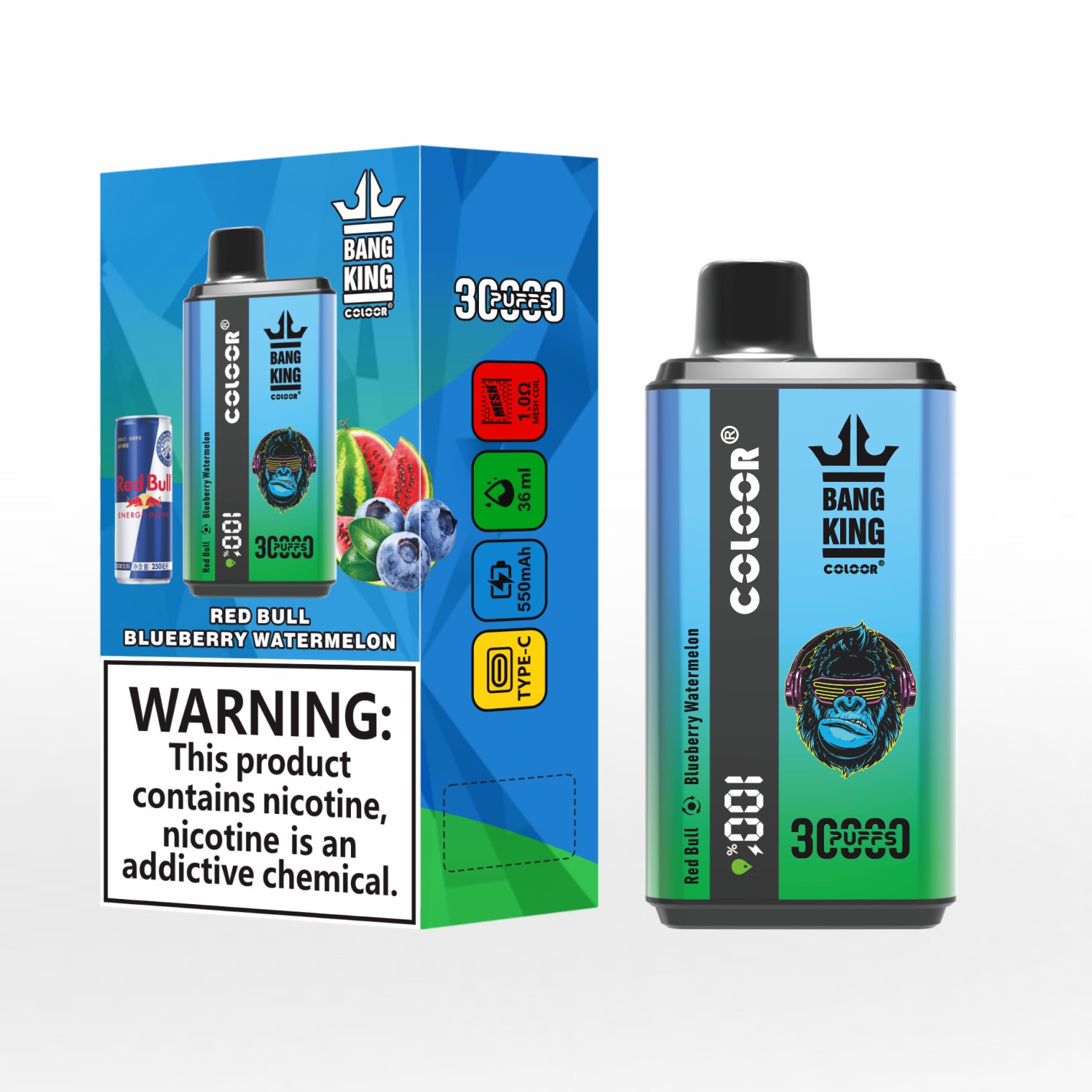 Bang King 30K 30000 Puffs Dual Flavour Disposable Vape - Rechargeable, Airflow Control, 36ml, 5% Nicotine