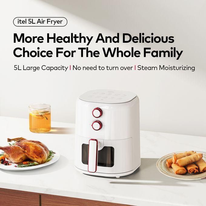 Itel  5L Digital Air Fryer - Blue, Polypropylene, Adjustable Timer, Oil-Free Cooking