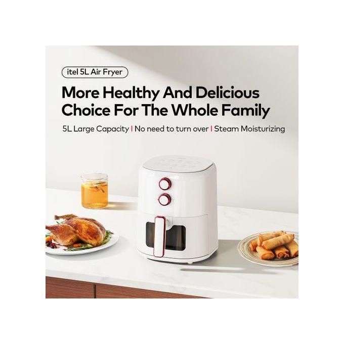 Itel  5L Digital Air Fryer - Blue, Polypropylene, Adjustable Timer, Oil-Free Cooking