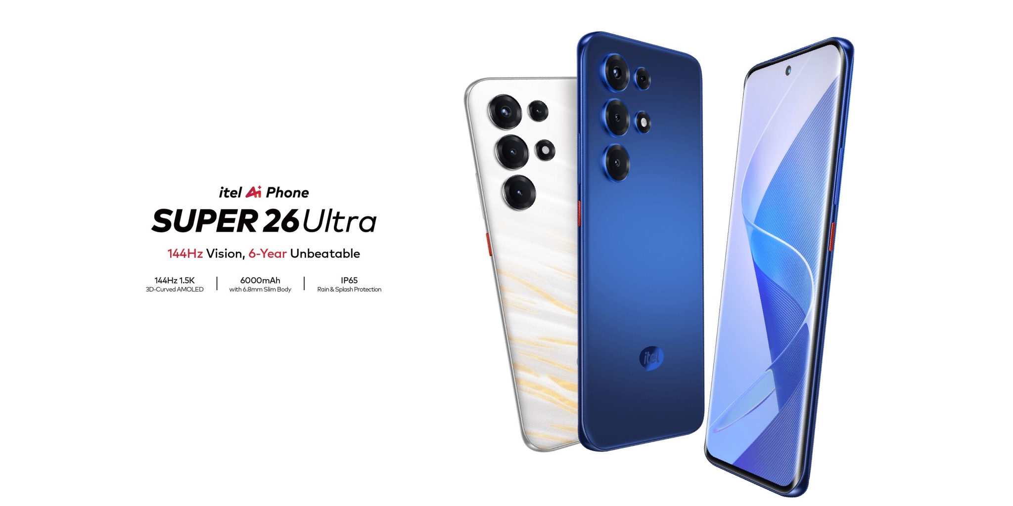 itel S26 Ultra 256GB+16(8+8)GB Curved 6.8" 144Hz AMOLED Display 50MP Camera Massive 6000mAh Battery 18W Fast Charging Under-Display Fingerprint itel Super 26 Ultra AI Smartphone