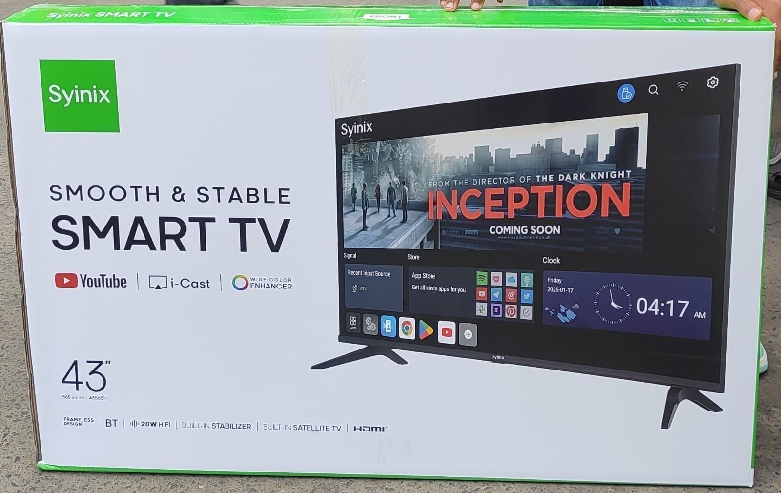 Syinix 43” Smart Android TV Frameless Full HD Television Chromecast Built-in Netflix YouTube Bluetooth Google Play Store Smart Entertainment TV with Extended Warranty