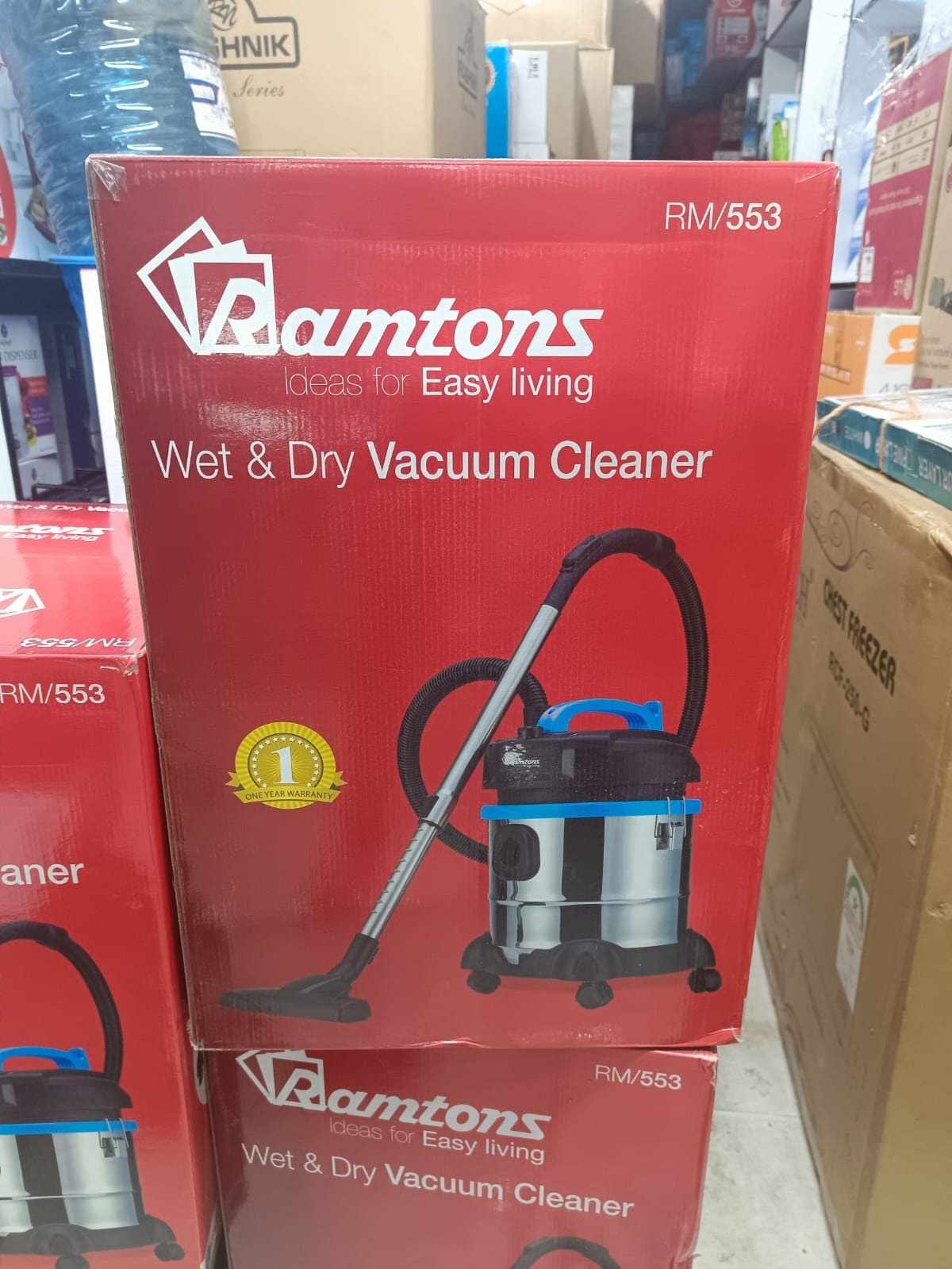Ramtons RM/553 Wet & Dry Vacuum Cleaner 1200W Powerful Suction Electric Corded Bagless HEPA Filter Multi-Surface Cleaner Carpet Tile Upholstery Car Cleaning Appliance with Blower Function