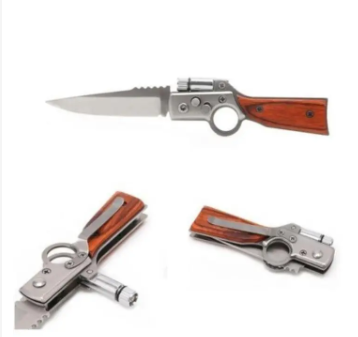 Foldable blade knife camping safety tool with a torch and portable knife