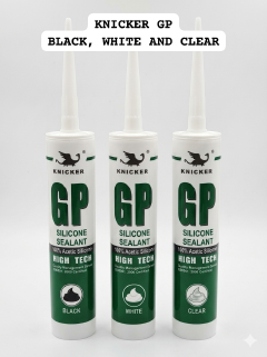 Knicker GP Silicone Sealant 280ml Pack of 3  - 100% Acetic High Tech Waterproof Adhesive for Glass, Aluminum, Kitchen & Bathroom Sealing - Professional Grade Fast Curing Sealant - 3 Tube