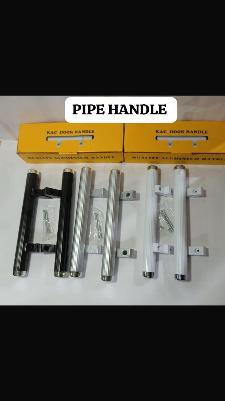 KAC Quality Aluminium Pipe Door Handle - Heavy Duty Pull Handle for Wooden & Metal Doors - Black, Silver, White Colors Available - Pair - Rustproof D-Handle for Gate, Cabinet & Office Entrance - KAC