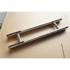 7011 Stainless Steel H-Style Glass Door Handle 60/100cm SS Back-to-Back Pull Handle Set for Commercial Office Shopfront Frameless Glass Modern Wooden Entryway Push Pull Bar Hardware Replacement Silver
