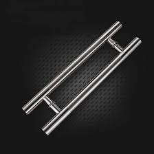 7011 Stainless Steel H-Style Glass Door Handle 60/100cm SS Back-to-Back Pull Handle Set for Commercial Office Shopfront Frameless Glass Modern Wooden Entryway Push Pull Bar Hardware Replacement Silver