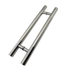 7011 Stainless Steel H-Style Glass Door Handle 60/100cm SS Back-to-Back Pull Handle Set for Commercial Office Shopfront Frameless Glass Modern Wooden Entryway Push Pull Bar Hardware Replacement Silver