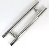 7011 Stainless Steel H-Style Glass Door Handle 60/100cm SS Back-to-Back Pull Handle Set for Commercial Office Shopfront Frameless Glass Modern Wooden Entryway Push Pull Bar Hardware Replacement Silver