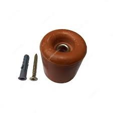 Heavy Duty Cylindrical Rubber Door Stopper 50mm Wall Protector Bumper Floor Mounted Screw In Doorstop Buffer Wedge Guard for Home Office Security Hardware Protection Black Brown Orange 5PCS.