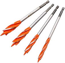 Heavy Duty Wood Auger Drill Bit Set 1/4 Inch Hex Shank Quick Change Stubby Spade Bits Orange Flute High Speed Carbon Steel Boring Hole Opener Drilling Tool for Carpenter Woodworking Hardware .      .