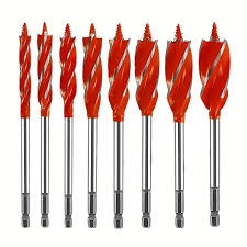 Heavy Duty Wood Auger Drill Bit Set 1/4 Inch Hex Shank Quick Change Stubby Spade Bits Orange Flute High Speed Carbon Steel Boring Hole Opener Drilling Tool for Carpenter Woodworking Hardware .      .