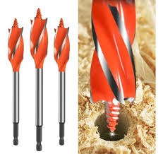Heavy Duty Wood Auger Drill Bit Set 1/4 Inch Hex Shank Quick Change Stubby Spade Bits Orange Flute High Speed Carbon Steel Boring Hole Opener Drilling Tool for Carpenter Woodworking Hardware .      .