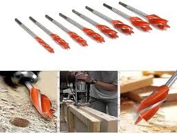 Heavy Duty Wood Auger Drill Bit Set 1/4 Inch Hex Shank Quick Change Stubby Spade Bits Orange Flute High Speed Carbon Steel Boring Hole Opener Drilling Tool for Carpenter Woodworking Hardware .      .