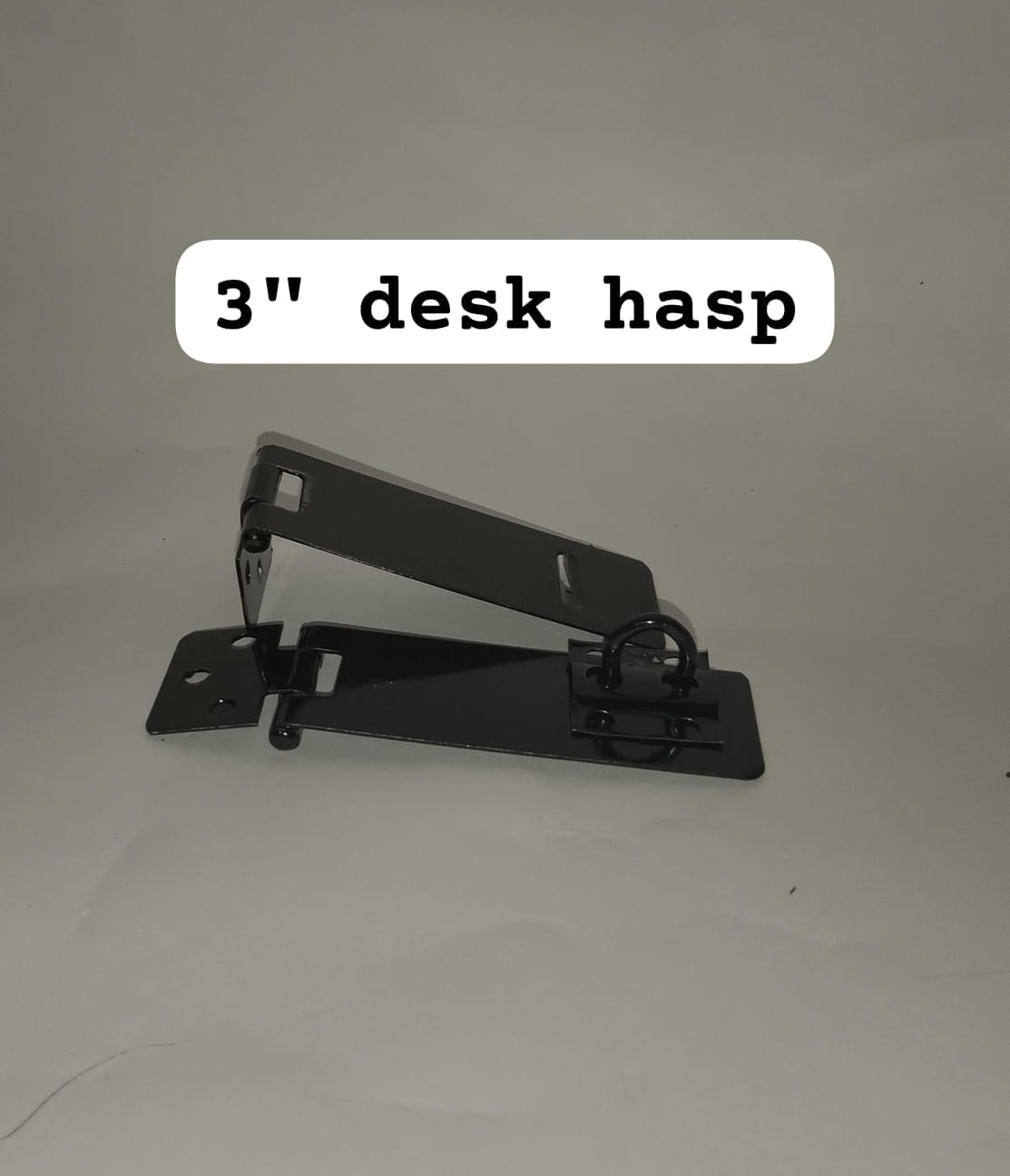 12pcs ,3" Heavy Duty Safety Desk Hasp and Staple Latch Lock Black Iron Security Door Catch Hinge Clasp for Office Desks Wooden Drawers Wardrobes Cupboards School Lockers Storage Toolboxes Cabinets.