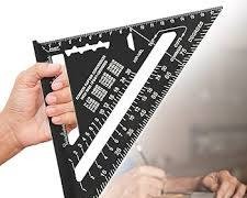 Generic 7-Inch Aluminum Alloy Rafter Speed Square Framing Triangle Ruler Matte Black Woodworking Measuring Layout Tool Protractor Miter Angle Gauge Carpenter Square .                                 .