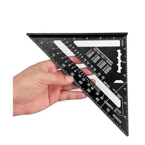 Generic 7-Inch Aluminum Alloy Rafter Speed Square Framing Triangle Ruler Matte Black Woodworking Measuring Layout Tool Protractor Miter Angle Gauge Carpenter Square .                                 .