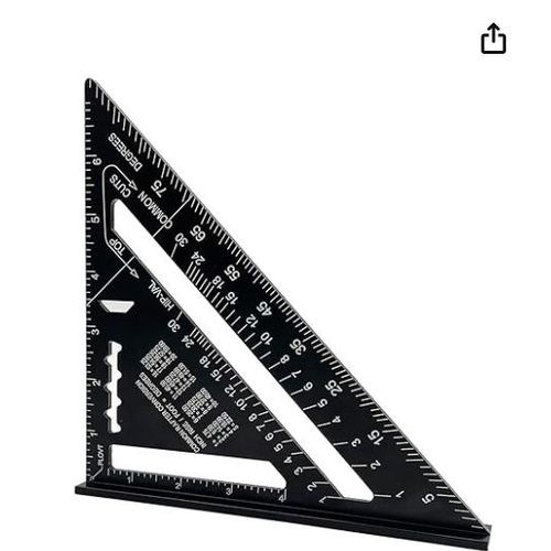 Generic 7-Inch Aluminum Alloy Rafter Speed Square Framing Triangle Ruler Matte Black Woodworking Measuring Layout Tool Protractor Miter Angle Gauge Carpenter Square .                                 .