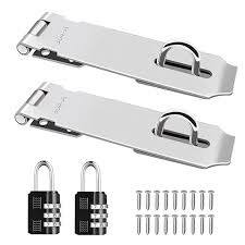 12pcs ,3" Heavy Duty Safety Desk Hasp and Staple Latch Lock Black Iron Security Door Catch Hinge Clasp for Office Desks Wooden Drawers Wardrobes Cupboards School Lockers Storage Toolboxes Cabinets.
