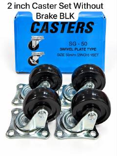 Set of 4  Offer ,2 Inch Swivel Caster Wheels Heavy Duty Black Polyurethane Trolley Wheels 360 Degree Rotating Plate Castors for Furniture Workbench Cart Table Dolly - SG-50 No Brake