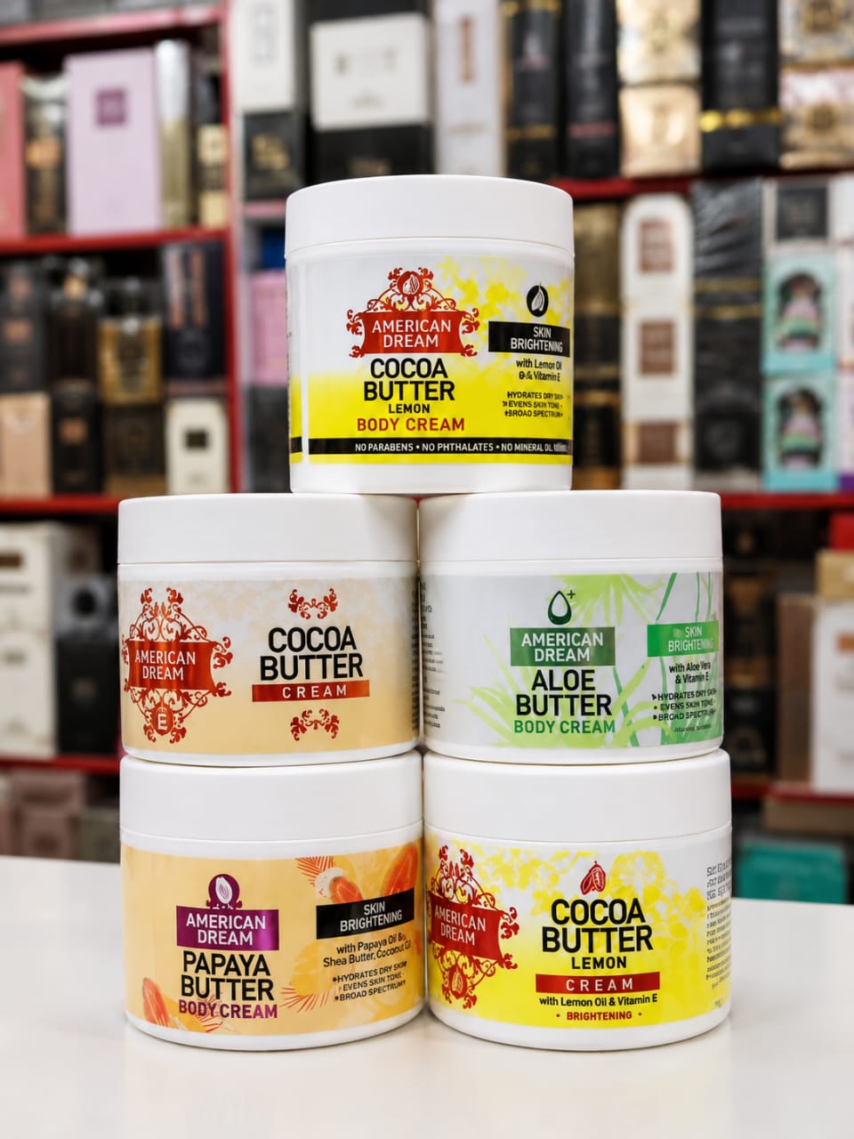 ✨ AMERICAN DREAM BODY BUTTER CREAM – 4 AMAZING VARIETIES! ✨GIVE YOUR SKIN THE LOVE IT DESERVES WITH AMERICAN DREAM BODY BUTTER CREAM! 💖 AVAILABLE IN COCOA BUTTER LEMON, COCOA BUTTER, ALOE BUTTER AND
