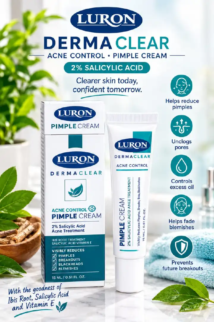 ✨✨ LURON DERMACLEAR ACNE CONTROL PIMPLE CREAM ✨✨SAY HELLO TO CLEARER-LOOKING, FRESHER AND MORE CONFIDENT SKIN! 💙✨ LURON DERMACLEAR PIMPLE CREAM IS SPECIALLY FORMULATED WITH 2% SALICYLIC ACID TO HELP