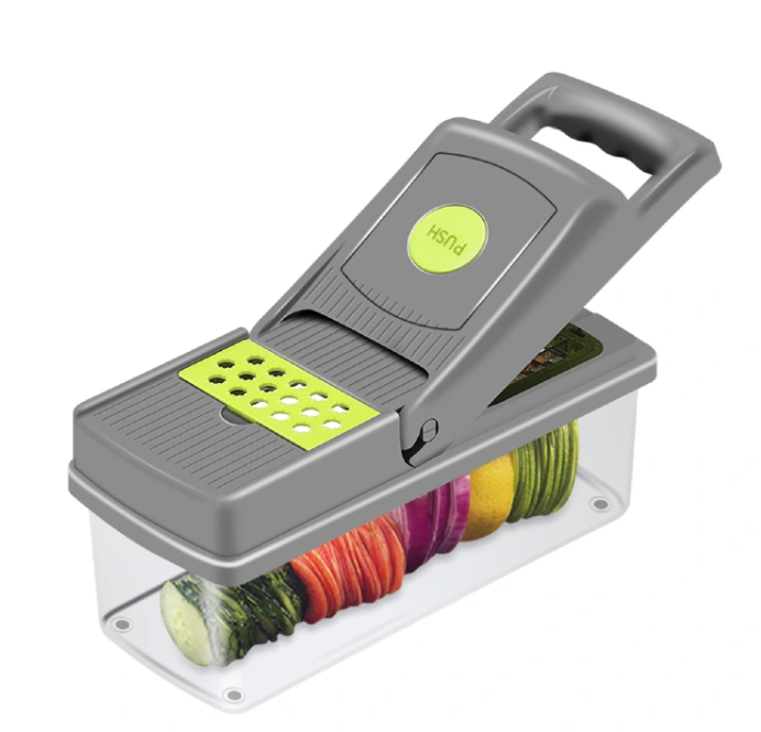 Vegetable Chopper Onion Chopper Mandolin Slicer Pro 13 in 1professional food Choppermultifunctional Vegetable Chopper and Slicer, Dicing Machine, AdjustableVegetable Cutter With Container(grey)