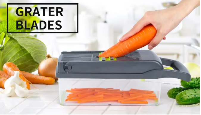 Vegetable Chopper Onion Chopper Mandolin Slicer Pro 13 in 1professional food Choppermultifunctional Vegetable Chopper and Slicer, Dicing Machine, AdjustableVegetable Cutter With Container(grey)