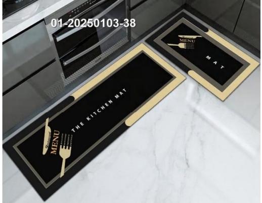 2PCS Non-Slip Kitchen Floor Mats Set – Rubber Back Anti-Fatigue Rugs (120x40cm + 60x40cm)
