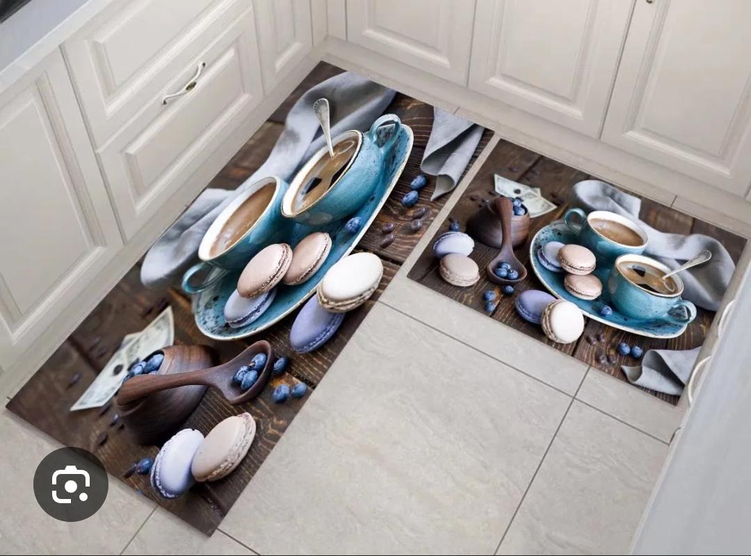 2PCS Non-Slip Kitchen Floor Mats Set – Rubber Back Anti-Fatigue Rugs (120x40cm + 60x40cm)