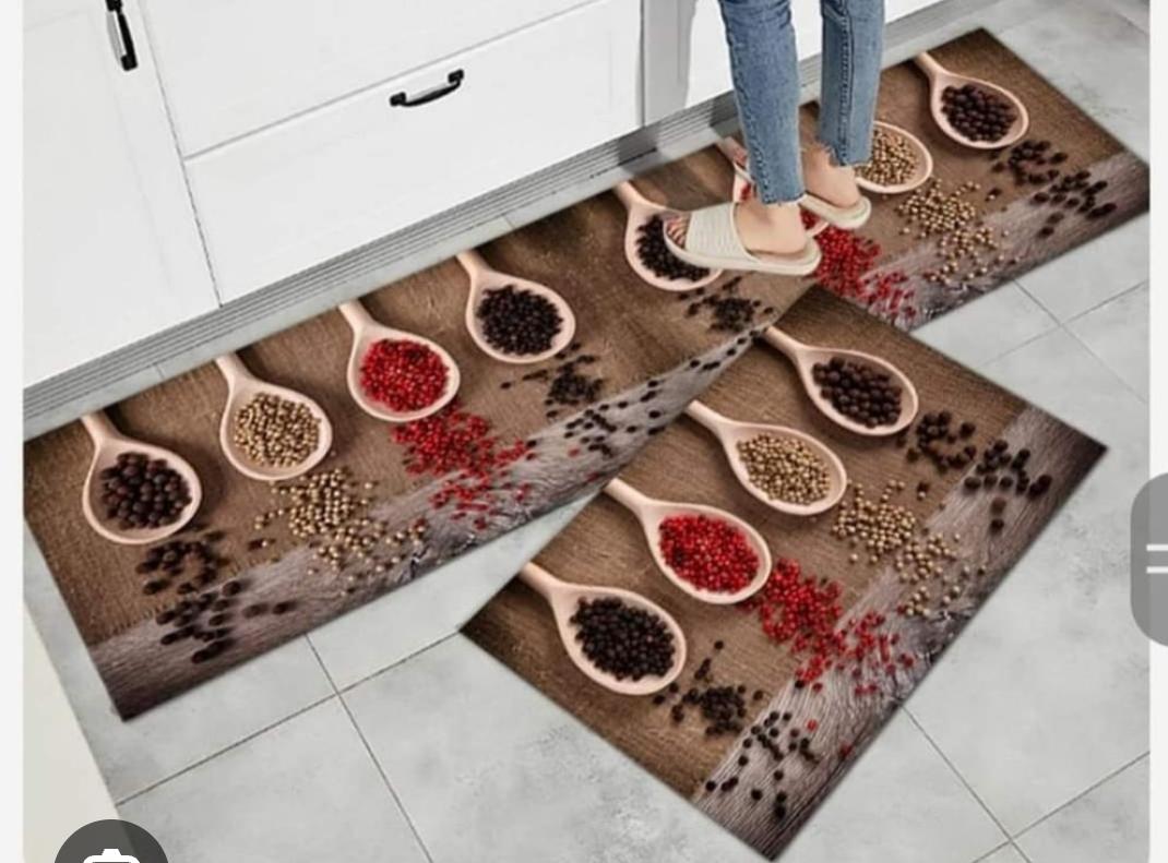 2PCS Non-Slip Kitchen Floor Mats Set – Rubber Back Anti-Fatigue Rugs (120x40cm + 60x40cm)