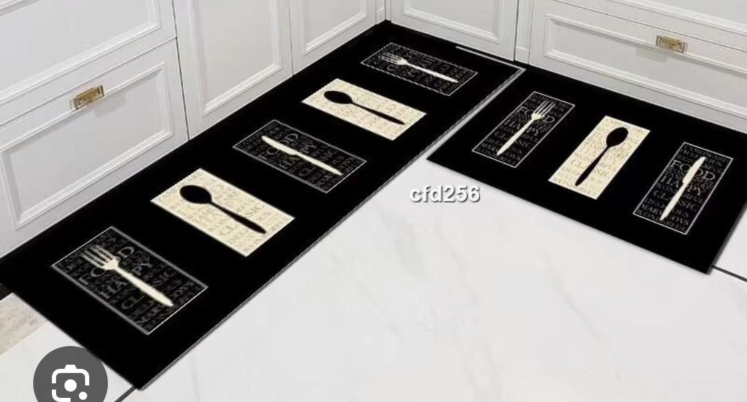 2PCS Non-Slip Kitchen Floor Mats Set – Rubber Back Anti-Fatigue Rugs (120x40cm + 60x40cm)