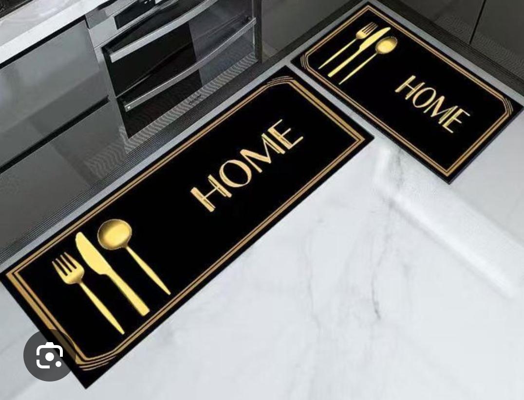 2PCS Non-Slip Kitchen Floor Mats Set – Rubber Back Anti-Fatigue Rugs (120x40cm + 60x40cm)