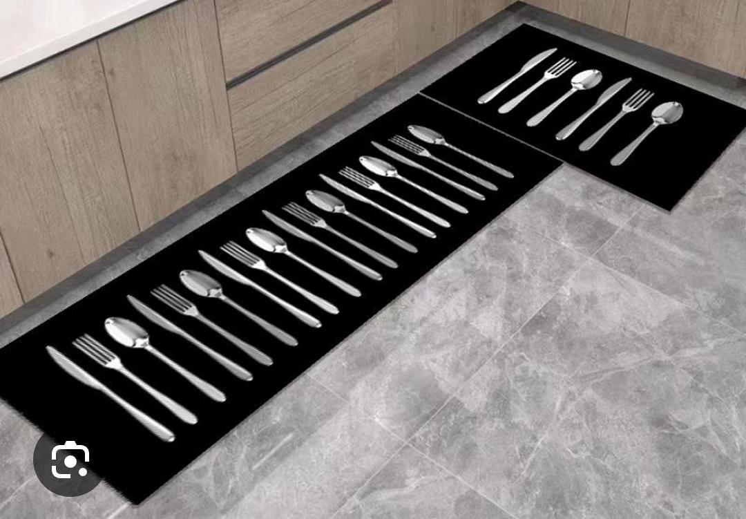 2PCS Non-Slip Kitchen Floor Mats Set – Rubber Back Anti-Fatigue Rugs (120x40cm + 60x40cm)