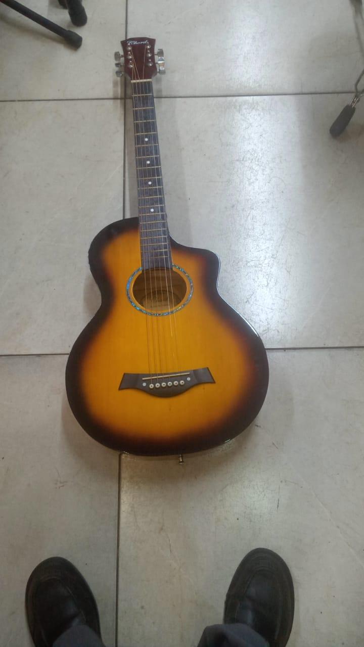 Acoustic Electric Guitar Cutaway – Built-in Pickup, 4-Band Equalizer, Digital Tuner, Steel Strings, Natural Wood