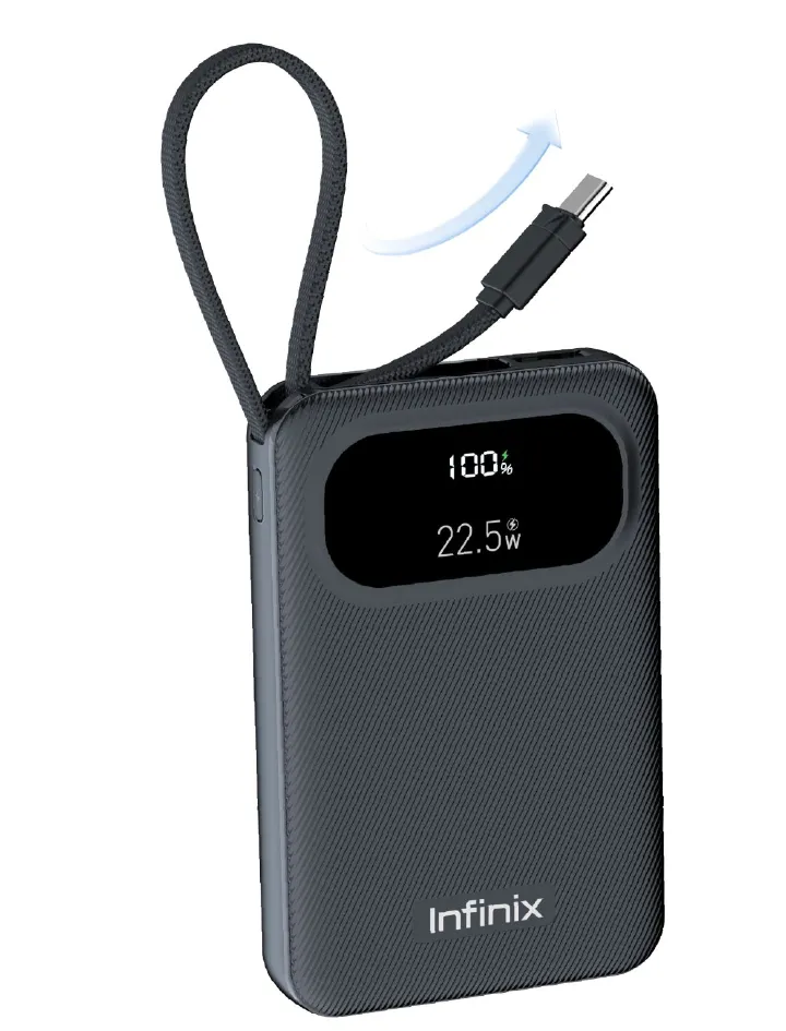[New Arrival] Infinix Xpower 10 Pro Powerbank 10000mAh 22.5W Max Charging Type C USB A/Type C Output Type-c cable output Thin and Light Design Charge 3 Devices Simultaneously Fast Charging Powerbank