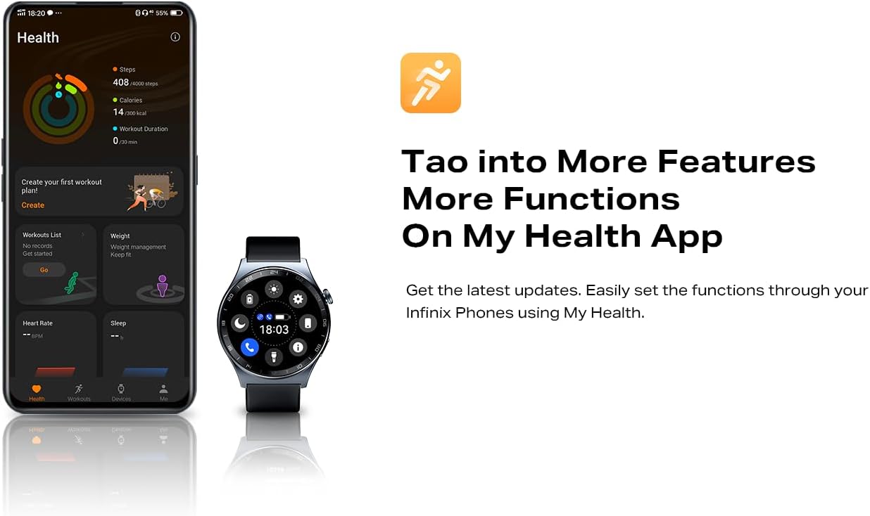 [NEW ARRIVAL] Infinix XWatch XW3E Smart Watch, 1.43-inch AMOLED, 466x466 resolution, 2.5D Glass, Android (compatible),Bluetooth V5.2,Wireless Charging Battery Life: Up to 7 days,IP68Water Resistant