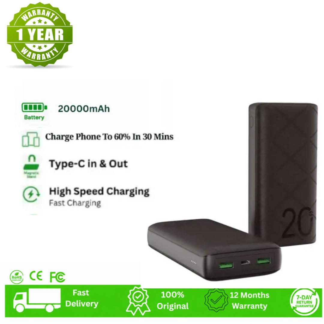 Infinix Xpower 20 20000mAh Power bank  15W Max Charging, Type C/ USB A/B Output Type C/ Input Portable Design. Charge 3 Devices Simultaneously Fast Charging Power bank.
