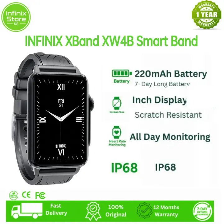 [New Arrival] Infinix X Band XW4B Smart Band, Ultra-slim 8.9mm lightweight design,1.57-inch HD full-touch display,IP68 dust and water resistant,100+ sports modes ,Up to 12 days of typical usage.