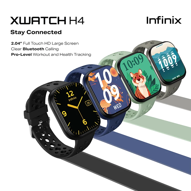 [NEW ARRIVAL]Infinix XWatch H4 XW4L Smart Watch 2.04 inches Full Touch HD Color Screen Waterproof Grade:IP68 (Life Waterproof), Battery Capacity:300mAh Lithium Polymer, Magnetic Charging,